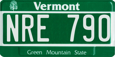 VT license plate NRE790