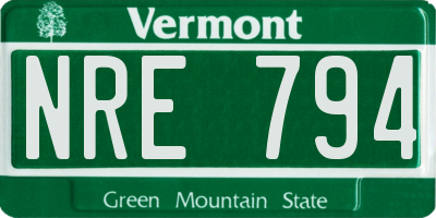 VT license plate NRE794
