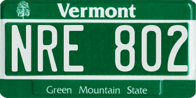 VT license plate NRE802
