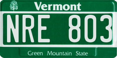 VT license plate NRE803