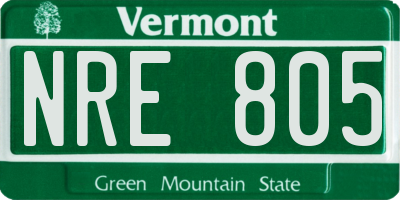 VT license plate NRE805