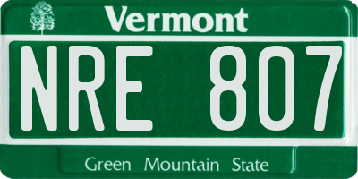 VT license plate NRE807