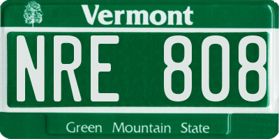 VT license plate NRE808