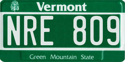 VT license plate NRE809