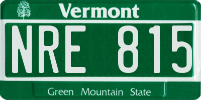 VT license plate NRE815