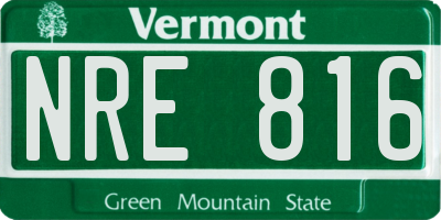 VT license plate NRE816