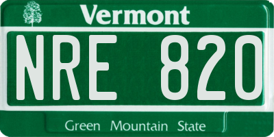 VT license plate NRE820