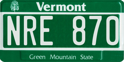 VT license plate NRE870
