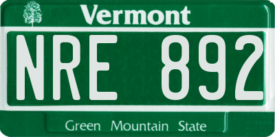 VT license plate NRE892