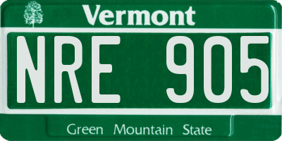 VT license plate NRE905