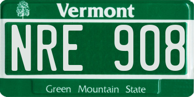 VT license plate NRE908
