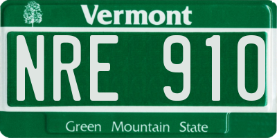VT license plate NRE910