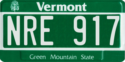 VT license plate NRE917