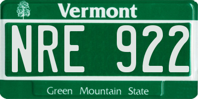 VT license plate NRE922