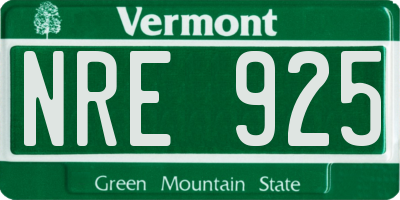VT license plate NRE925