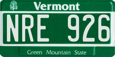 VT license plate NRE926