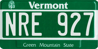 VT license plate NRE927
