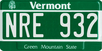 VT license plate NRE932