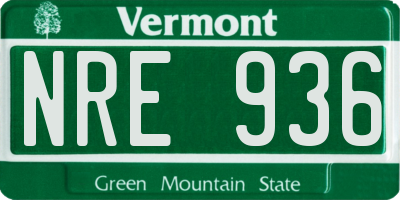 VT license plate NRE936