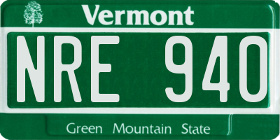 VT license plate NRE940