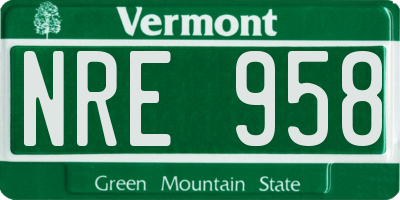 VT license plate NRE958