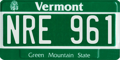 VT license plate NRE961