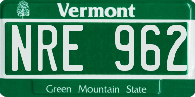 VT license plate NRE962