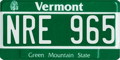 VT license plate NRE965