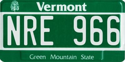 VT license plate NRE966
