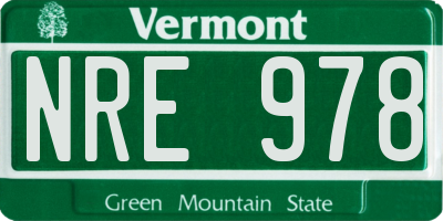 VT license plate NRE978