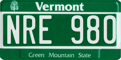 VT license plate NRE980