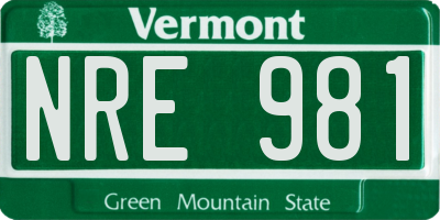 VT license plate NRE981