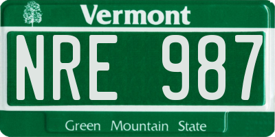 VT license plate NRE987