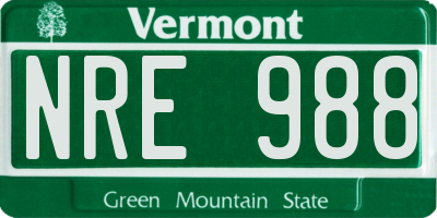 VT license plate NRE988