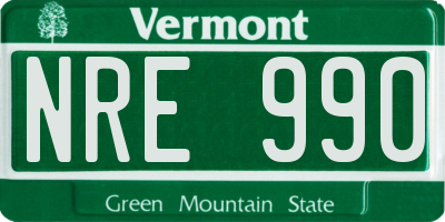VT license plate NRE990