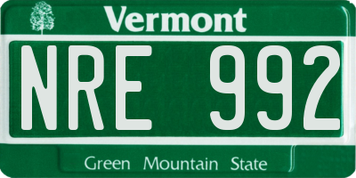VT license plate NRE992