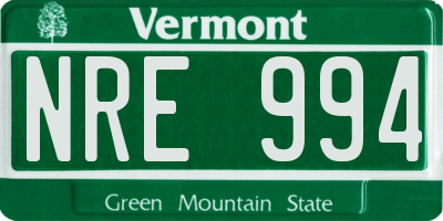 VT license plate NRE994