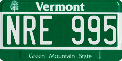 VT license plate NRE995