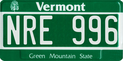 VT license plate NRE996