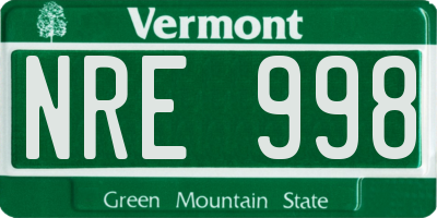 VT license plate NRE998