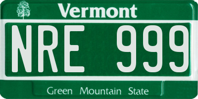 VT license plate NRE999