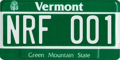VT license plate NRF001
