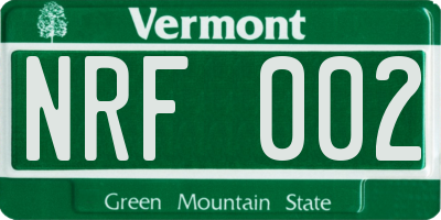 VT license plate NRF002