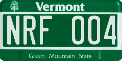 VT license plate NRF004