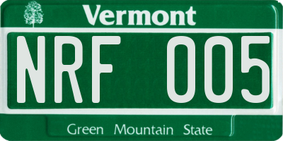 VT license plate NRF005