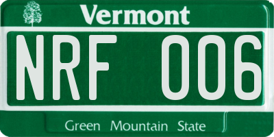 VT license plate NRF006