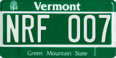 VT license plate NRF007