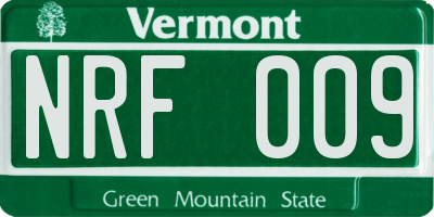 VT license plate NRF009
