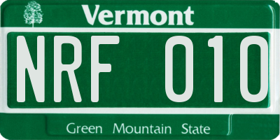 VT license plate NRF010