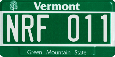 VT license plate NRF011